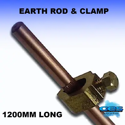 3/8  Earth Rod And Clamp 4 Foot Long 48  1200mm Copper-brass-machine-clamp • £9.95