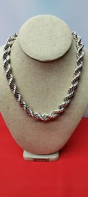 Taxco Mexican 925 Sterling Silver Thick Heavy Roped Band Chain Necklace Mexico • $699.99