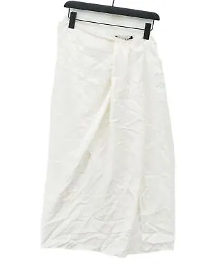 Zara Women's Midi Skirt M White Viscose With Polyester Midi A-Line • £10