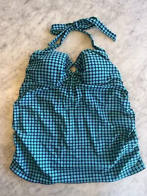 Womens XL Maternity Tankini Swimsuit Top - Oh Baby By Motherhood Blue/Aqua Dots • $17.99