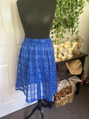 Gorgeous Apricot Vivid Blue Taffeta/NetStyle Flare Skirt - Size L • £5