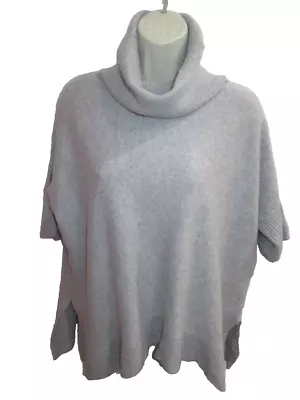 Beryll 100% Cashmere Gray Turtleneck Short Sleeve Oversized Sweater May Fit M • $17.95