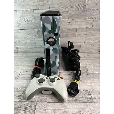 $70 • Buy Xbox 360 S Console Camo Skin 1439 Tested (No Hard Drive) W/ Cables & Controller 