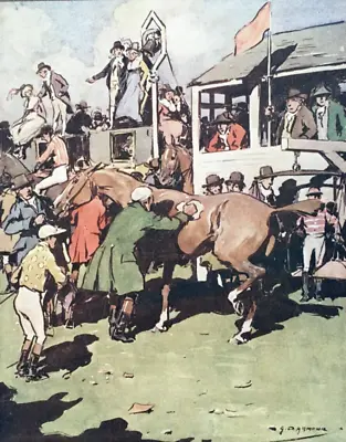 Horse Racing In Old Times Between The Heats - Antique Print 1911 • £11.50