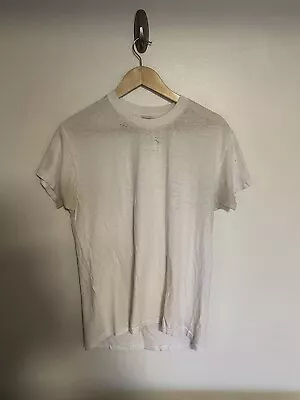 Vintage 1970s Jockey Brand White Tee Shirt Distressed Men’s Large Thin • $14.99