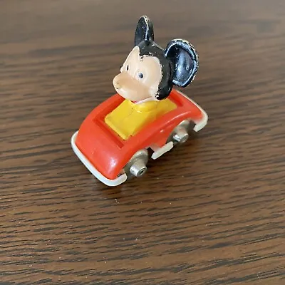 Vintage Mickey Mouse In Red Car Toy Figure • £3.99