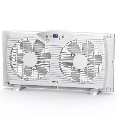 Twin Window Fan With Remote 9-Inch Blades Reversible Airflow Thermostat Con... • $78.22