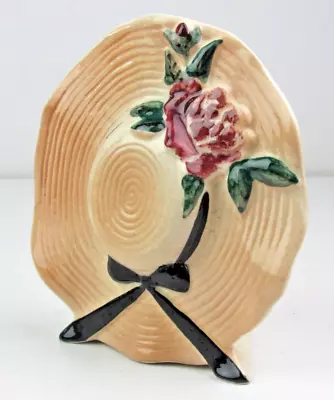 Vintage WALL POCKET Vase Planter Women's Hat Bonnet Flowers Ribbon • $11.99