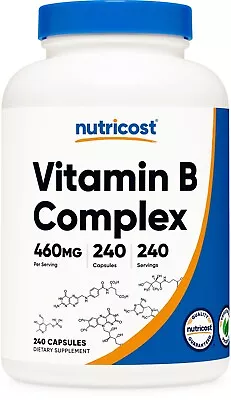 Nutricost Vitamin B Complex 460mg 240 Capsules With Vitamin C - High Potency • $25.99