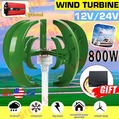 800W 12/24/48V Lantern Wind Turbine Vertical Axis Wind Power Generator Charger • $28.19