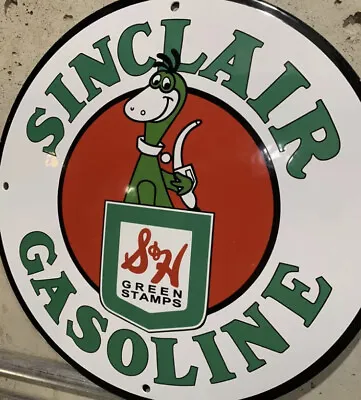 Vintage Style Sinclair  Dino S&H Green Stamps Gas Advertising Porcelain Sign • $69