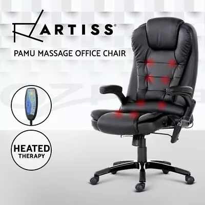 Artiss Massage Gaming Office Chair 8 Point Heated Chairs Computer Seat Black • $159.95