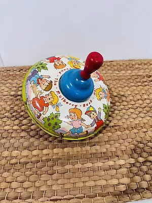 Vintage 1950s Ohio Arts Metal Spin Top Toy- Here We Go Round The Mulberry Bush • $17.50