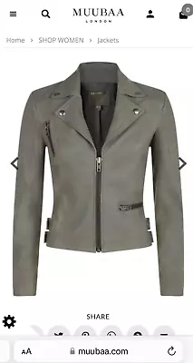 Muubaa Rengo Real Leather Grey Biker Style Zip Jacket UK 10 US 6 EU 38 £510 • $143.12