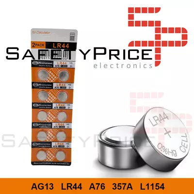 10x BUTTON BATTERIES LR44 AG13 GP76A L1154 A76 V13GA REF409 • $3.83