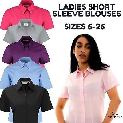 £7.99 • Buy Ladies Womens Short Sleeve Blouses Office Shirts Work Formal Smart Top Size 8-26