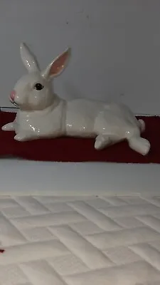 Large Ceramic Rabbit Lying Down Relaxed Finished Glazed Easter • $79