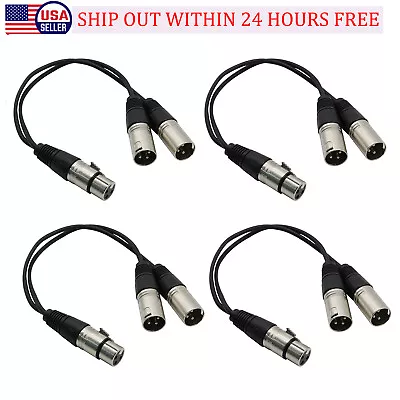 4x 3Pin XLR Female Jack To Dual 2 Male Plug Y Splitter Cable Adapter Microphone • $21.98