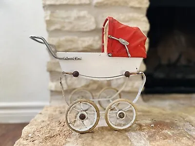 Vintage Mid-Century French Doll Pram/Stroller Buggy Carriage Red Brand France • $275.46