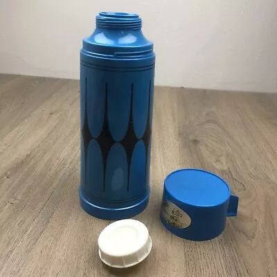 Vintage Retro Thermos Caravan Picnic 29cm Aladdin Blue Black • $37.99