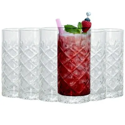 6 X 250ml Cocktail Highball Cut Mojito Shake Drinking Tumbler Party Glasses Set • £14.95