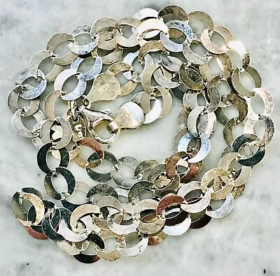 Milor Italy 950 Silver Chain Necklace Modern Designer Unique Chunky Circles 20” • $45