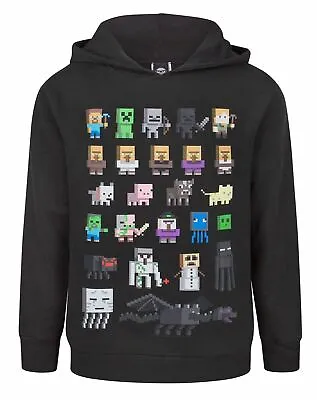 Minecraft Hoodie Boys Sprites Gamer Gifts Black Long Sleeve Jumper • £19.99