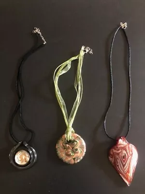 Glass Pendant Necklaces Lot Of 3 • $6