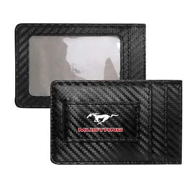 Ford Mustang In Red Black Carbon Fiber RFID Card Holder Wallet With Money Clip • $20.99