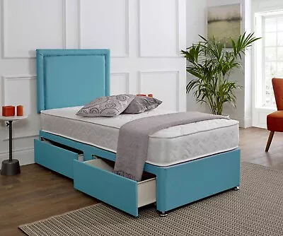 *NEW* Single Sky Divan Bed 2FT6/3FT Mattress & Headboard + Draws Kids & Adults • £102.71