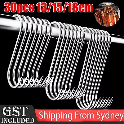 30Pcs S-Shaped Meat Hook Heavy Duty Stainless Steel Butcher Hooks Hanging Beef • $19.80