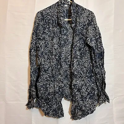 Vintage Blouse Womens Shirt Top Size 14 Blue White Cotton William Morris Style • $11.35