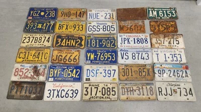 $26.56 • Buy 30 Mixed License Plate Lot For Craft Or Collecting Pa Va Oh Md Il Ca Me Ma La