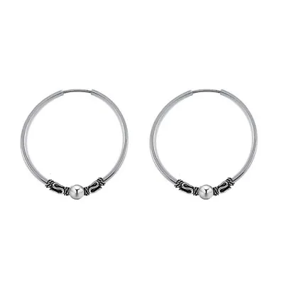 925 Sterling Silver Oxidized Tribal Bali Endless Hoop Earrings For Women & Girls • $9.99