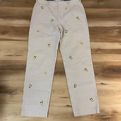 Brooks Brothers Pants Mens 35 X 32 Clark Gray Seersucker Derby Julep Embroidered • $55.88