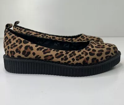 T.U.K. Leopard Pointed Toe Ballet Loafer Platform Slip On No Strap Women's 9 • $28