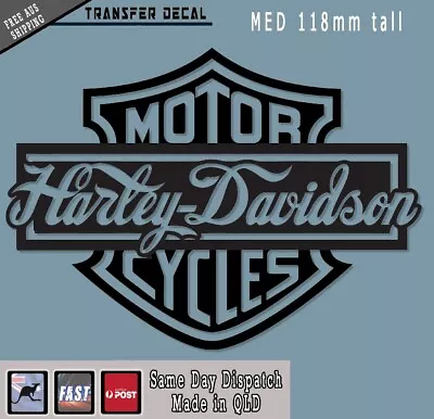 Harley Davidson Med Emblem Decal Stickers High Quality Matte Black 118mm Tall • $8.90