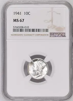 1941 P Dimes Winged Liberty Head Or Mercury NGC MS-67 • $73.70