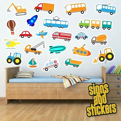 £7.50 • Buy 22 Vehicle Cars And Trucks Wall Stickers Bedroom Child Decal Cartoon Nursery