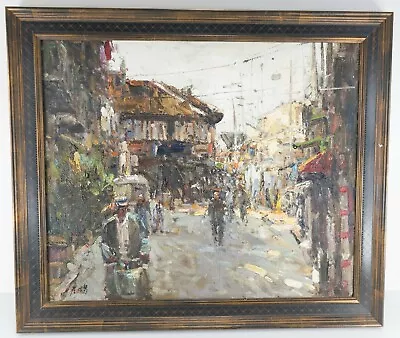 Vintage 20th Century South East Asian Vietnamese Chinese Oil Painting Signed • $800