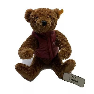 Teddy Bauer Plush Steiff Brown Bear For Eddie Bauer Vest Tag & Ear Button 2008 • $19.98