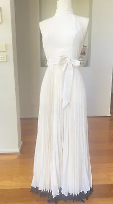 Zimmermann Halter Neck Long Dress | Ivory/Off-White  Belt Size 0 • $349.95
