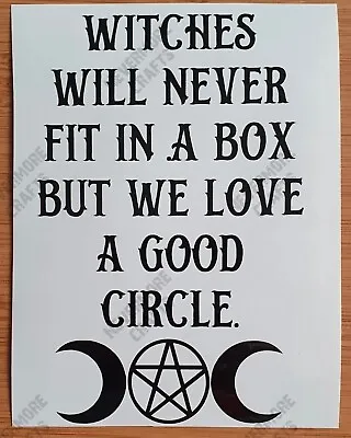 Witches Will Never.. Circle  Wine Bottle Vinyl Decal Sticker Pagan Witchcraft • £1.80
