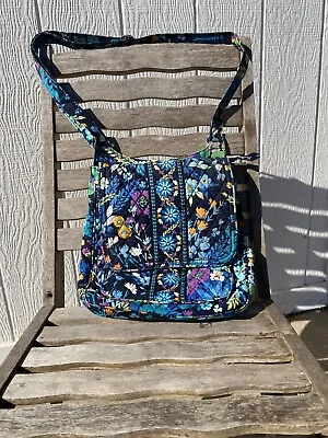 Vera Bradley Laptop Travel Bag Midnight Blue Flowers Pattern 16x11 • $29