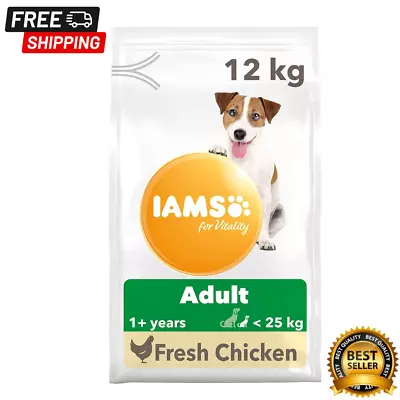 IAMS For Vitality Small/Medium Breed Adult Dry Dog Food With Fresh Chicken 12kg • £27.99