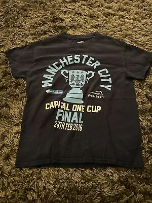 Manchester City FC Blue Capital One Cup Final 2016 Small T-Shirt • £9.99