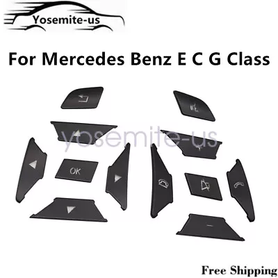 Black Steering Wheel Button Trim For Mercedes Benz SL65 A45 A180 A200 C63 16-17 • $15.59