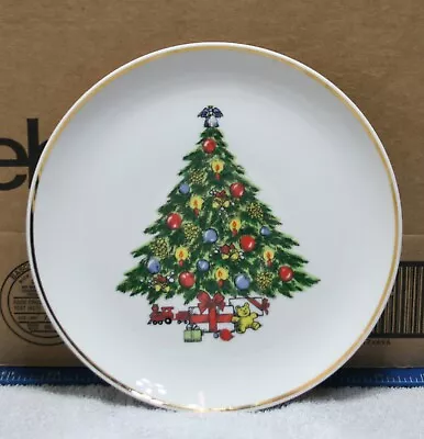 Mount Clemens Pottery Christmas Tree Plate Dessert Salad Bread Plate Green Band • $11.75