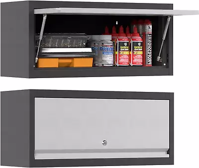 Metal Wall Cabinets With Up-Flip DoorWall-Mounted Locker For Garage Workshop Ki • $117.99