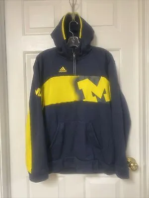 Adidas Climawarm Blue Yellow 1/4 Zip Hoodie Michigan Wolverines Men’s L • $19.98